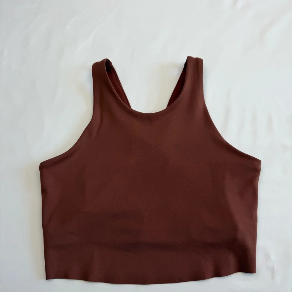 Nike Yoga Dri-Fit Crop Top Brownish red Sports Bra Tank Size S - Picture 1 of 10